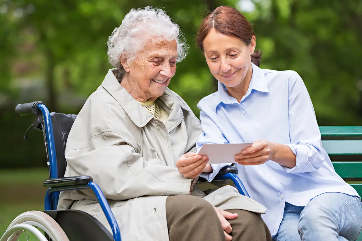 woman providing companionship services and home help for seniors